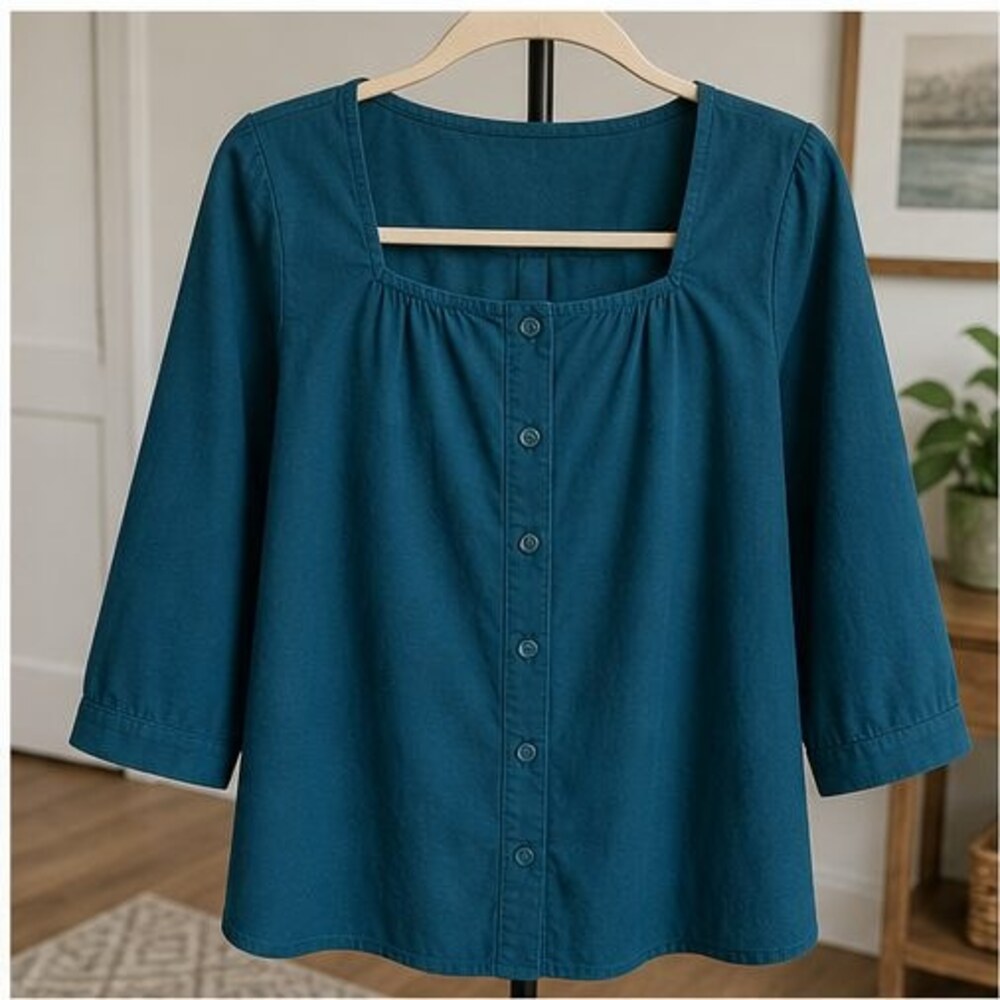 Teal Button Blouse